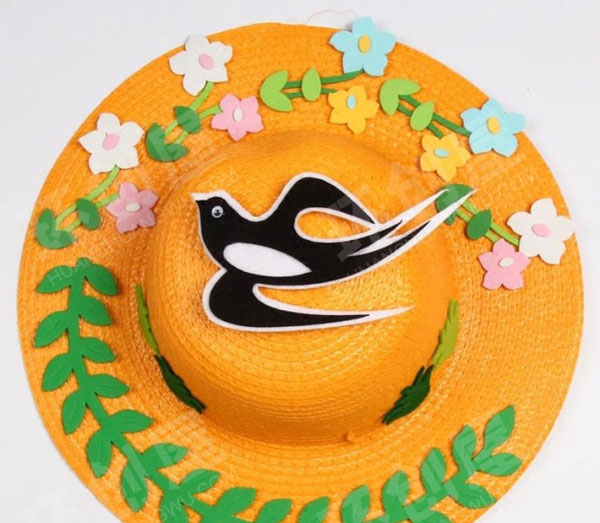 幼儿园草帽水彩装饰环创吊饰图片