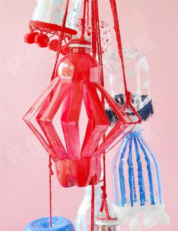 幼儿园手工塑料瓶挂饰环创图片