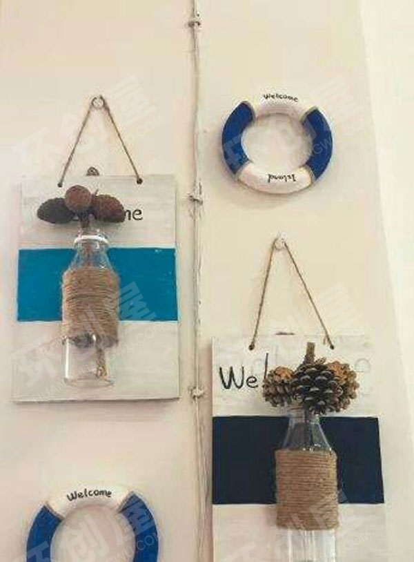 幼儿园海洋风废物利用挂饰环创图片