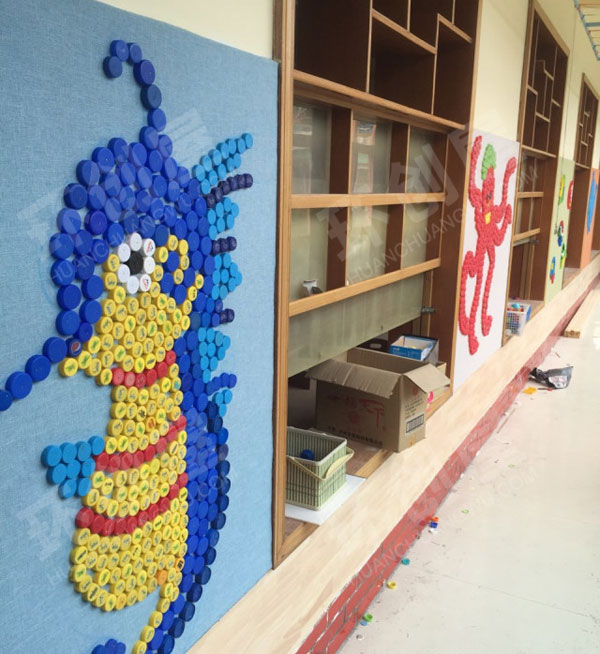 幼儿园走廊墙面瓶盖创作环创图片