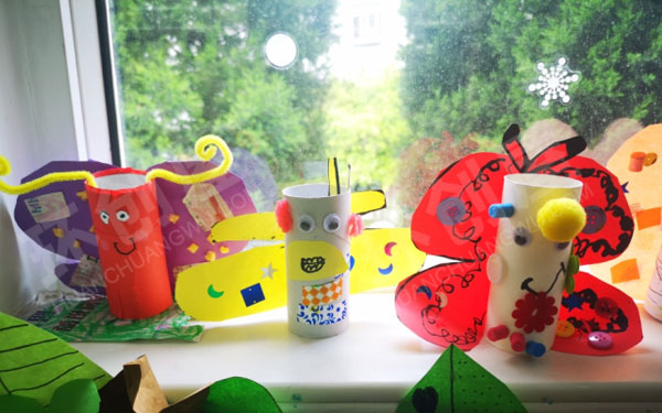 幼儿园春天来了美工区自制窗台摆件环创图片