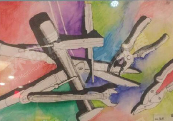 幼儿园儿童线条画彩色作品展示环创图片