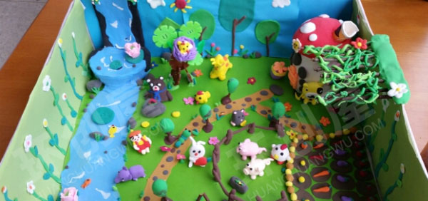 幼儿园主题黏土手工故事盒子作品展示环创图片