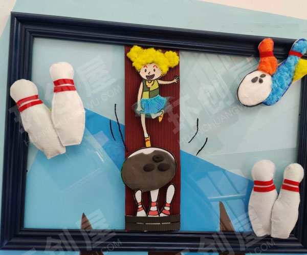 幼儿园各种运动相框作品展示环创图片