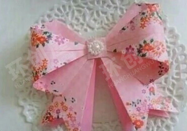 幼儿园美工区手工折纸粉色蝴蝶结图片