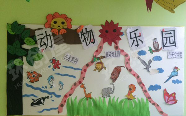 幼儿园科学区墙面动物乐园环创图片