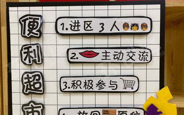 幼儿园角色游戏简单的ins风便利超市环创图片