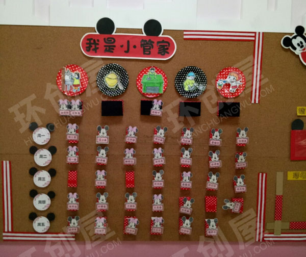 幼儿园米奇主题墙我是小管家环创图片