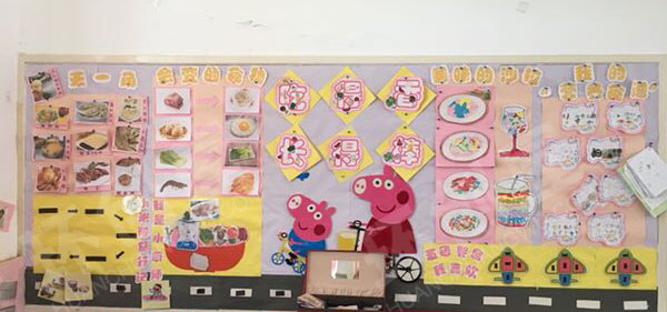 幼儿园吃得香长得棒小猪佩奇主题墙环创图片