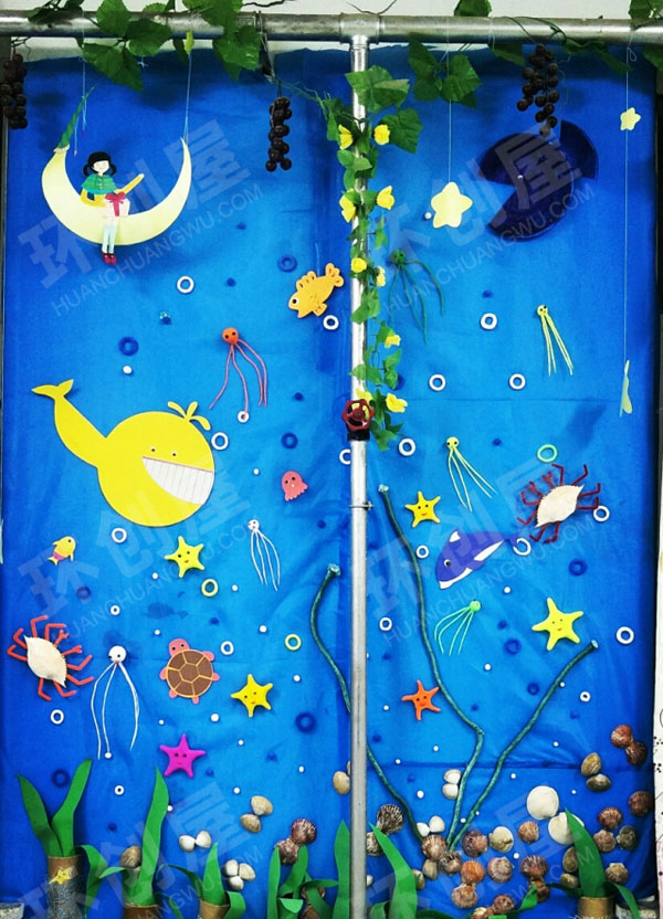 幼儿园蓝色海底世界墙面布置环创图片