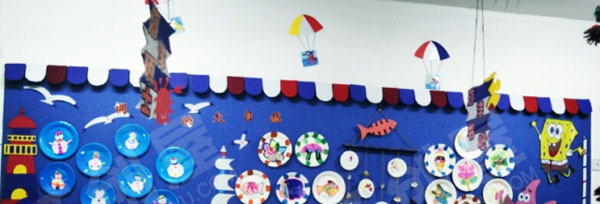 幼儿园蓝色海底世界墙面布置环创图片