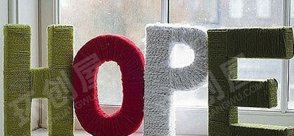 幼儿园手工毛线艺术字吊饰环创图片