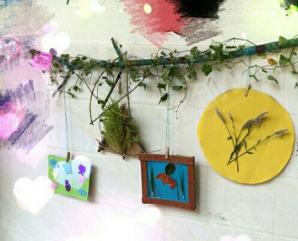 幼儿园树枝装饰挂饰环创图片