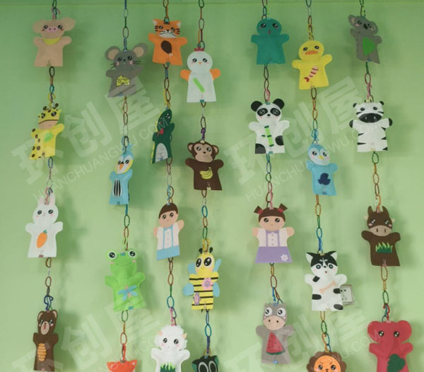 幼儿园可爱的小动物手偶挂饰环创图片