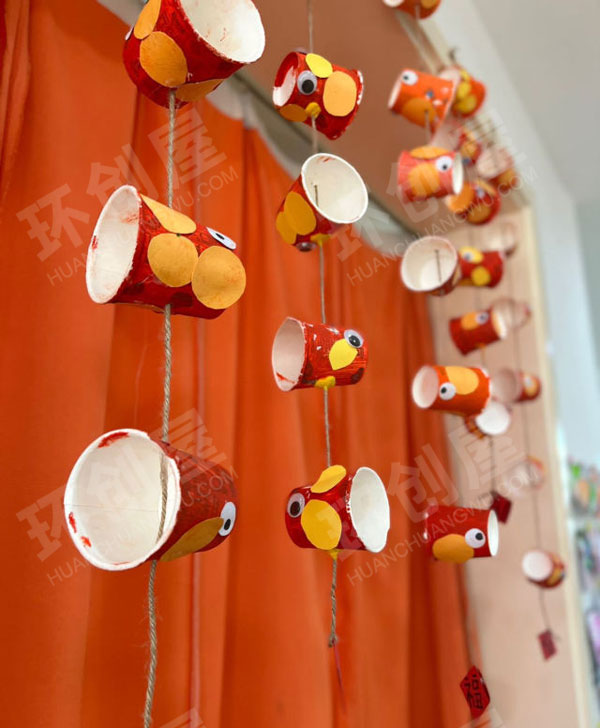 幼儿园年年有余美术挂饰环创图片