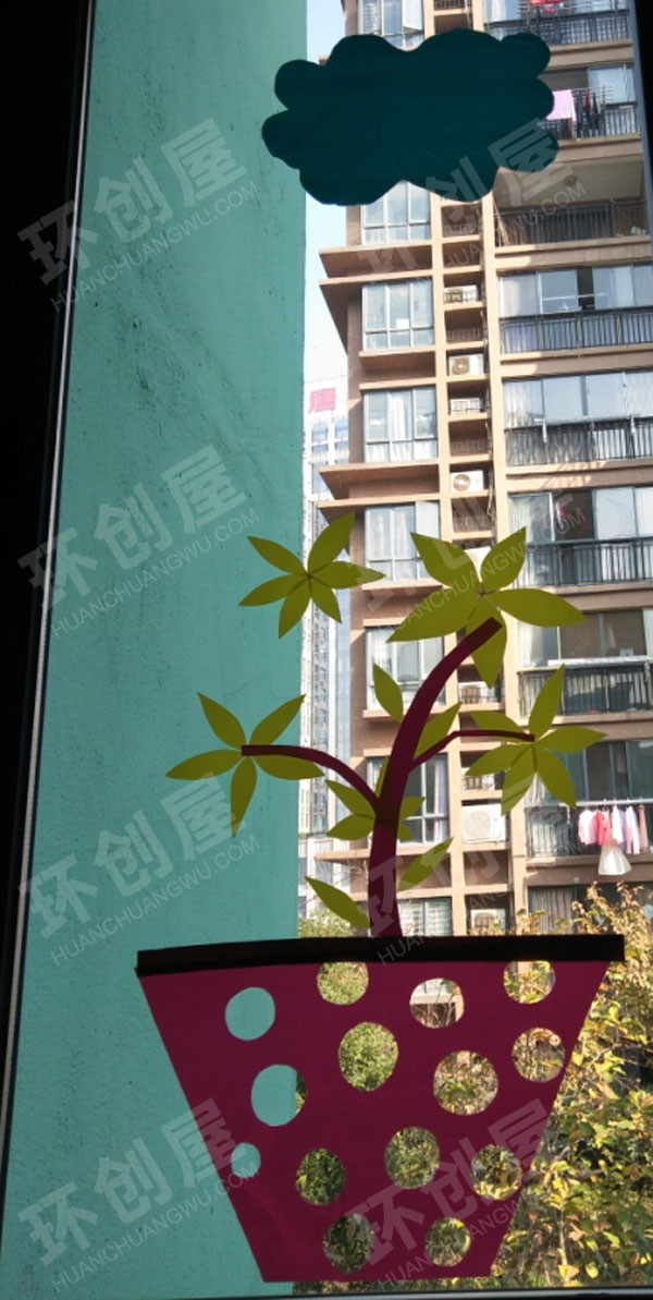 幼儿园门窗装饰品卡纸剪纸自然风环创图片