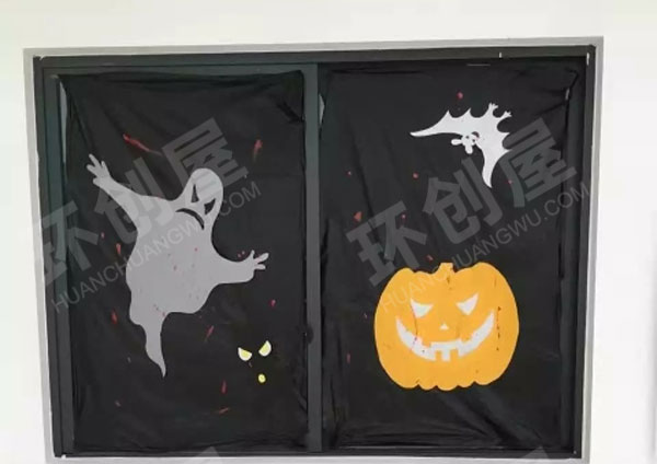 幼儿园万圣节窗户装饰环创图片