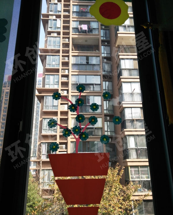 幼儿园门窗装饰品卡纸剪纸自然风环创图片