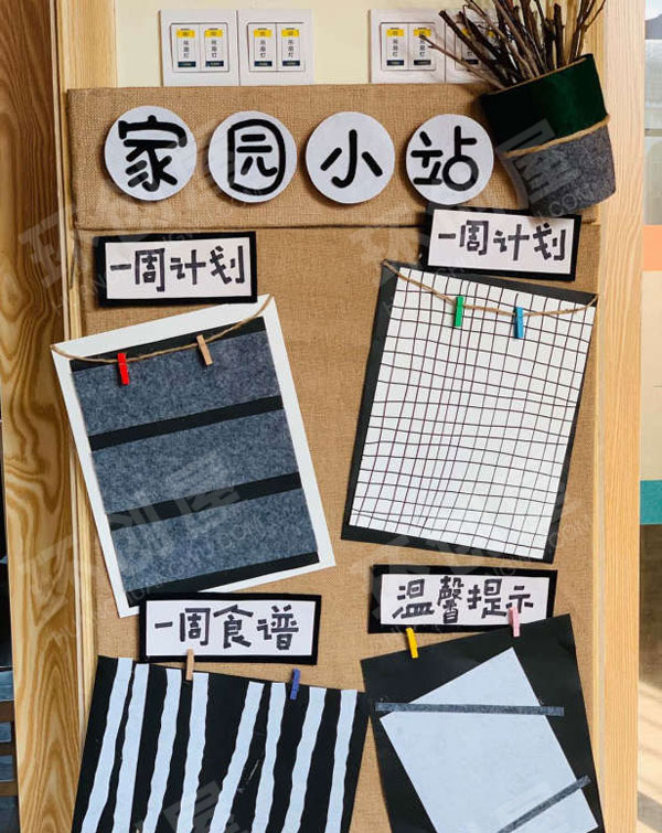 幼儿园简约风家园栏家园联系栏图片