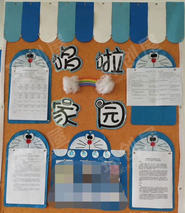 幼儿园哆啦A梦卡通风家园联系栏环创图片