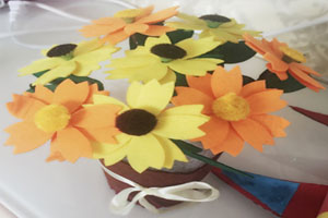 幼儿园不织布手工花儿作品展示图片2张