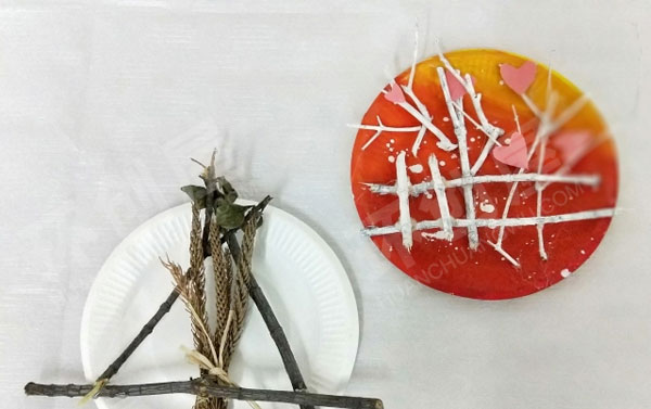 幼儿园废物利用环保枯枝遇见四季作品展示图片