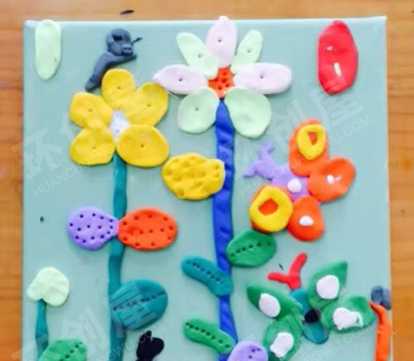 幼儿园超轻粘土花儿装饰画油画框作品展示图片