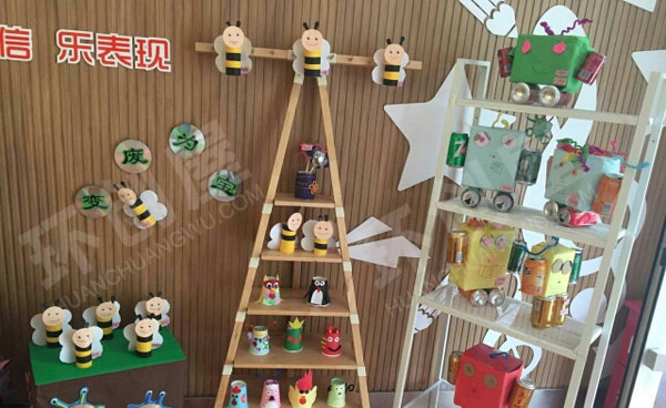 幼儿园废物利用环保各种美术作品展图片