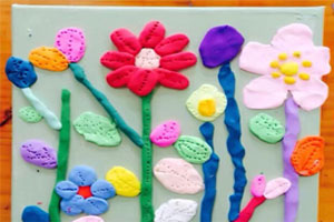 幼儿园超轻粘土花儿装饰画油画框作品展示图片6张