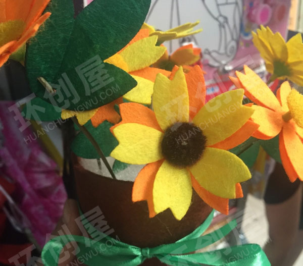 幼儿园不织布手工花儿作品展示图片