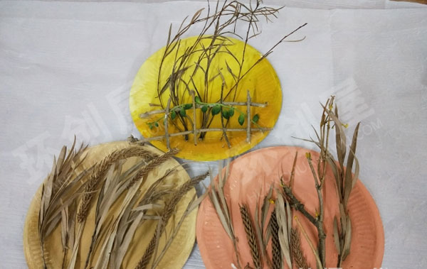 幼儿园废物利用环保枯枝遇见四季作品展示图片