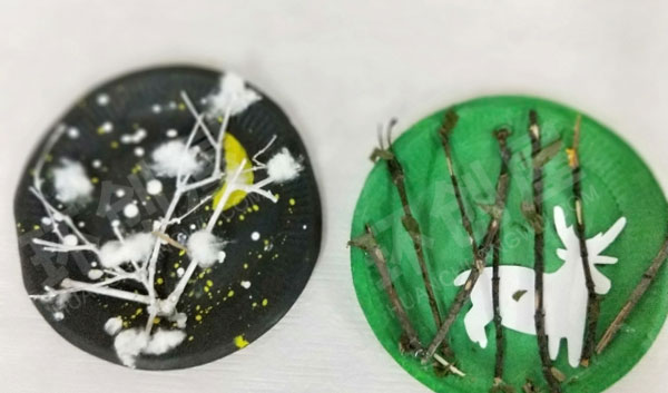 幼儿园废物利用环保枯枝遇见四季作品展示图片