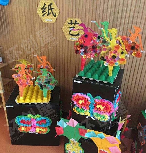 幼儿园废物利用环保各种美术作品展图片