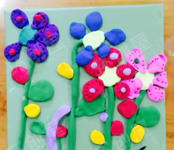 幼儿园超轻粘土花儿装饰画油画框作品展示图片