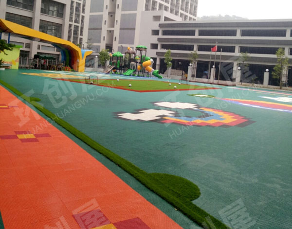 幼儿园户外操场地面彩虹绘画环创图片