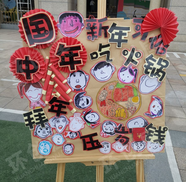 幼儿园户外环创过年的习俗展板海报图片