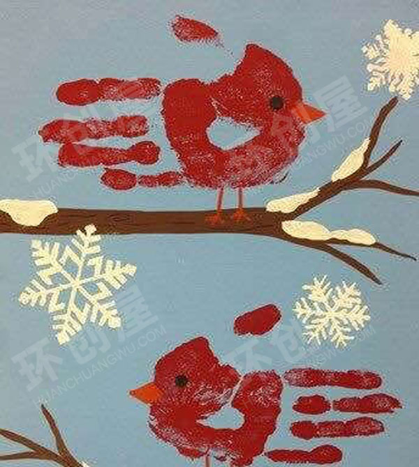 幼儿园美工区手印变变变环创图片