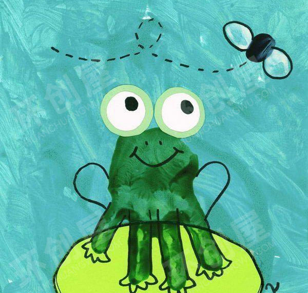 幼儿园美工区手印变变变环创图片