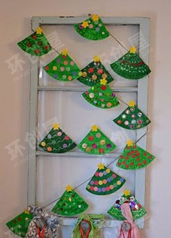 幼儿园美工区圣诞节纸盘创意作品环创图片