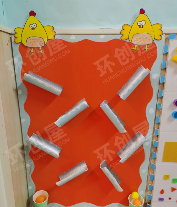 幼儿园墙面科学区母鸡下蛋墙面立体环创图片