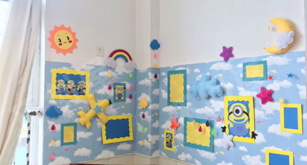 幼儿园墙面布置小黄人卡通风环创图片