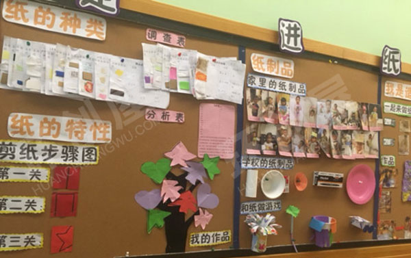 幼儿园墙面布置走进纸王国环创图片