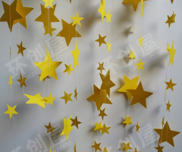 幼儿园手工闪闪发光小星星吊饰环创图片