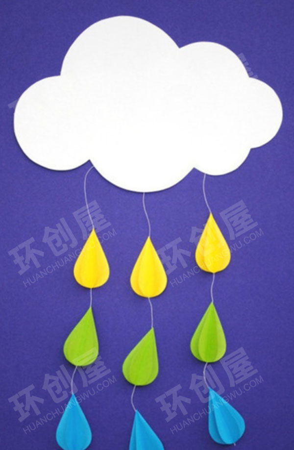 幼儿园手工小清新彩虹雨吊饰环创图片