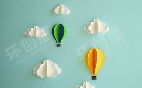 幼儿园手工小清新热气球吊饰环创图片