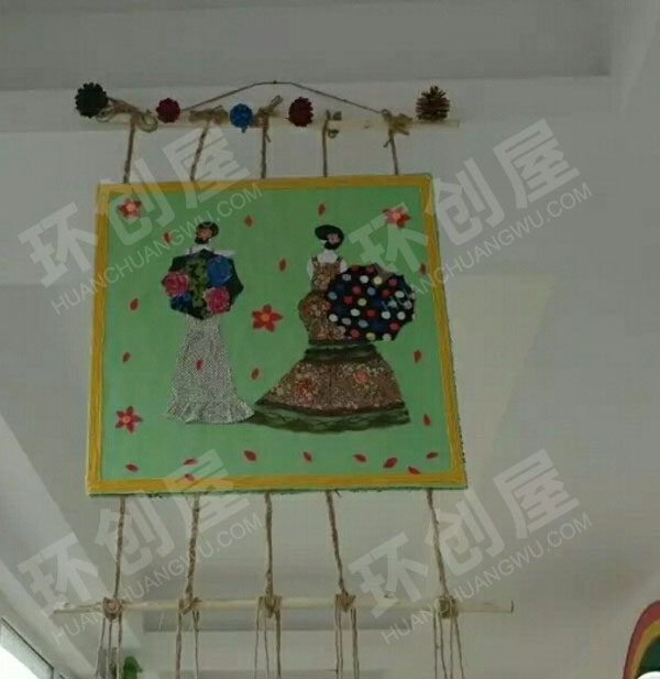 幼儿园手工乡土材料大气作品吊饰环创图片