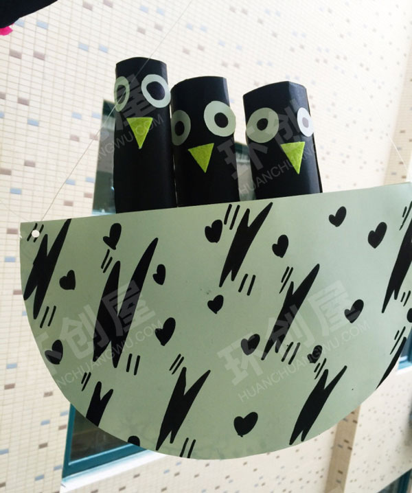 幼儿园手工春天气息燕子窝吊饰环创图片