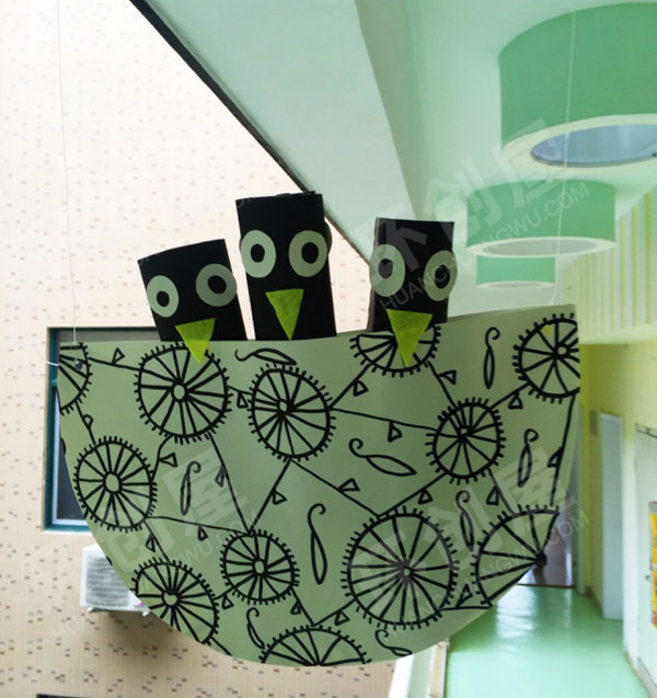 幼儿园手工春天气息燕子窝吊饰环创图片