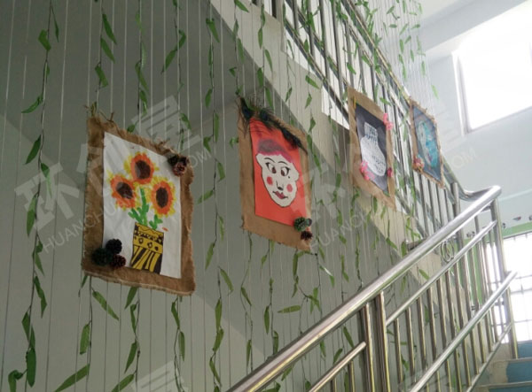 幼儿园走廊楼梯装饰小清新创意画环创图片