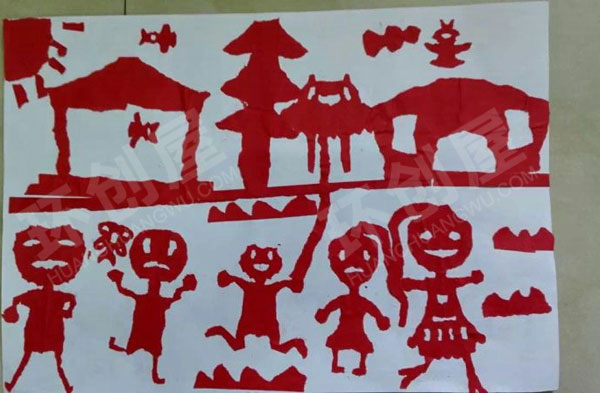 幼儿园撕纸蜡光纸门窗剪纸环创图片